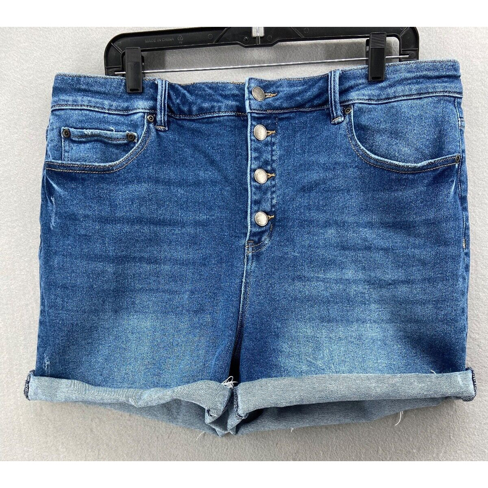 Westbound‎ Shorts Women's Sz 18 Blue Jean Cut Offs Button-Up Stretch Pockets